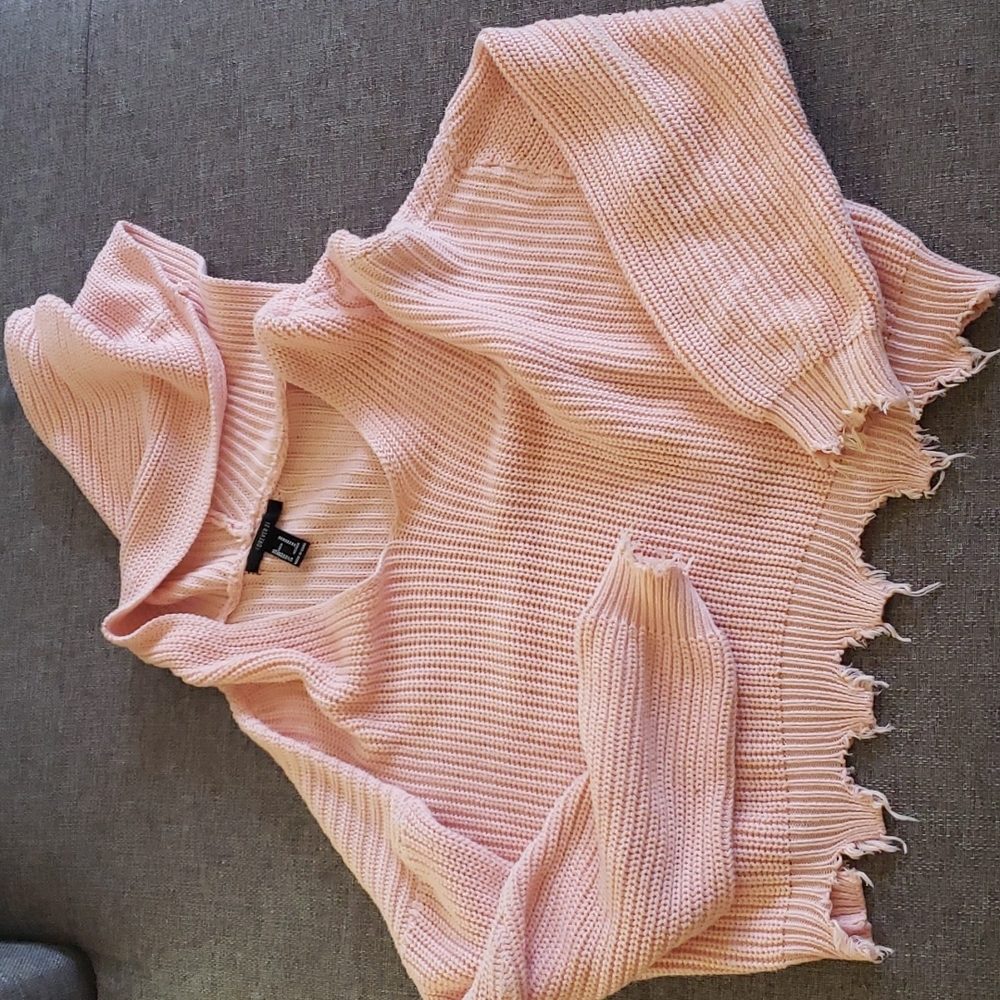 Pullover crop sweater with fringe